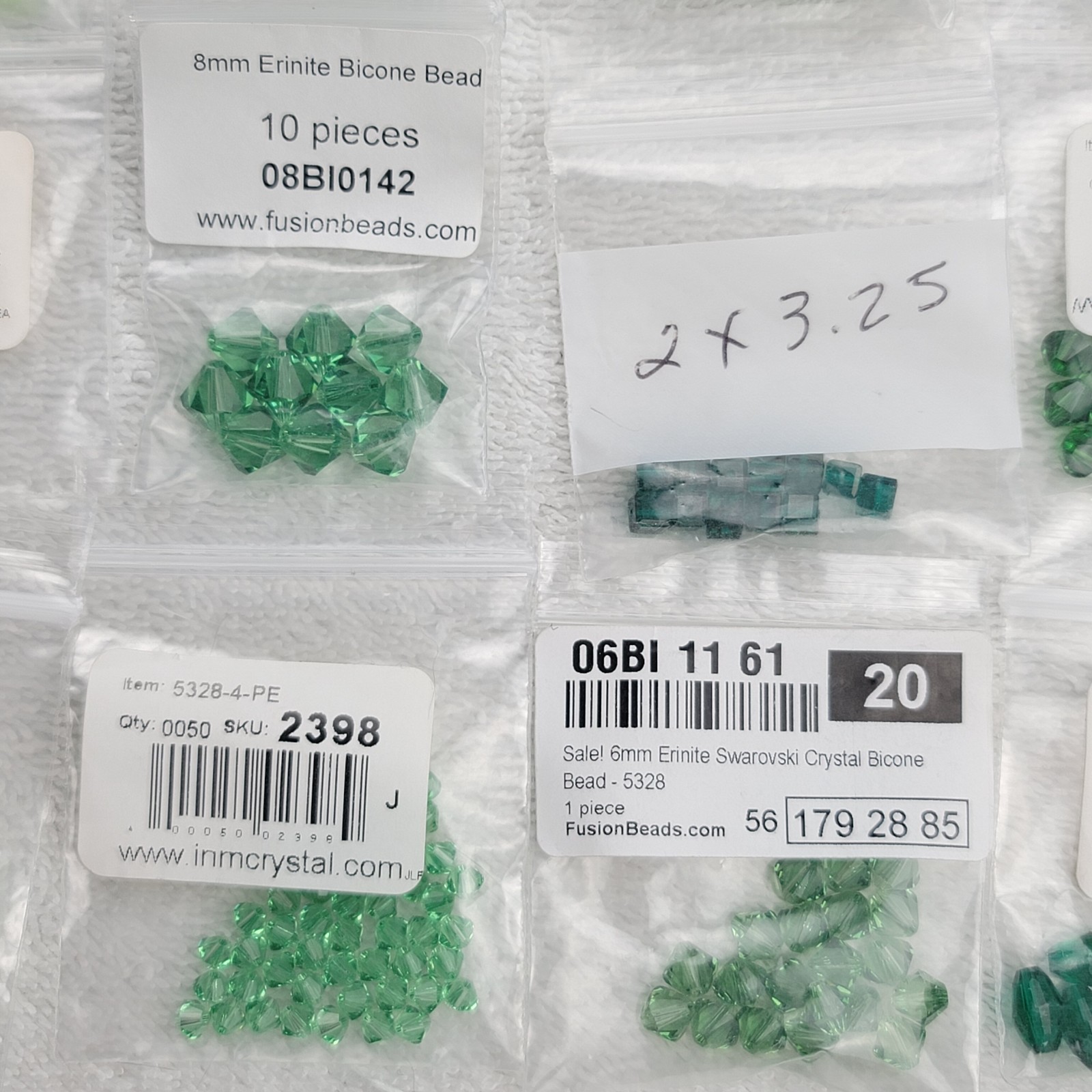 Swarovski Crystal Bead Lot Green Emerald Erinite Bicone Cube Pendant Mixed Qty