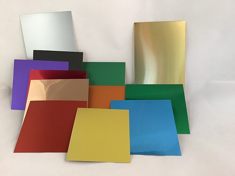 12 ANODIZED ALUMINUM SHEETS/ASSORTED COLORS AND SIZES/.008″ & .003″ 1145 ALLOY H