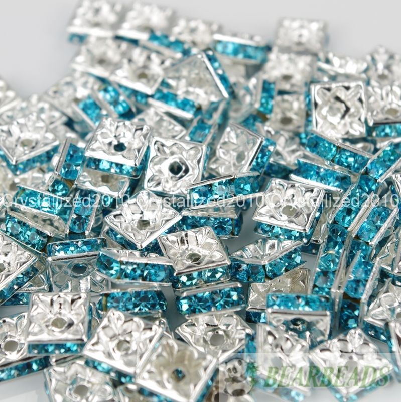 100pcs Top Czech Crystal Rhinestones Squaredelle Spacer Beads 5mm 6mm 8mm 10mm