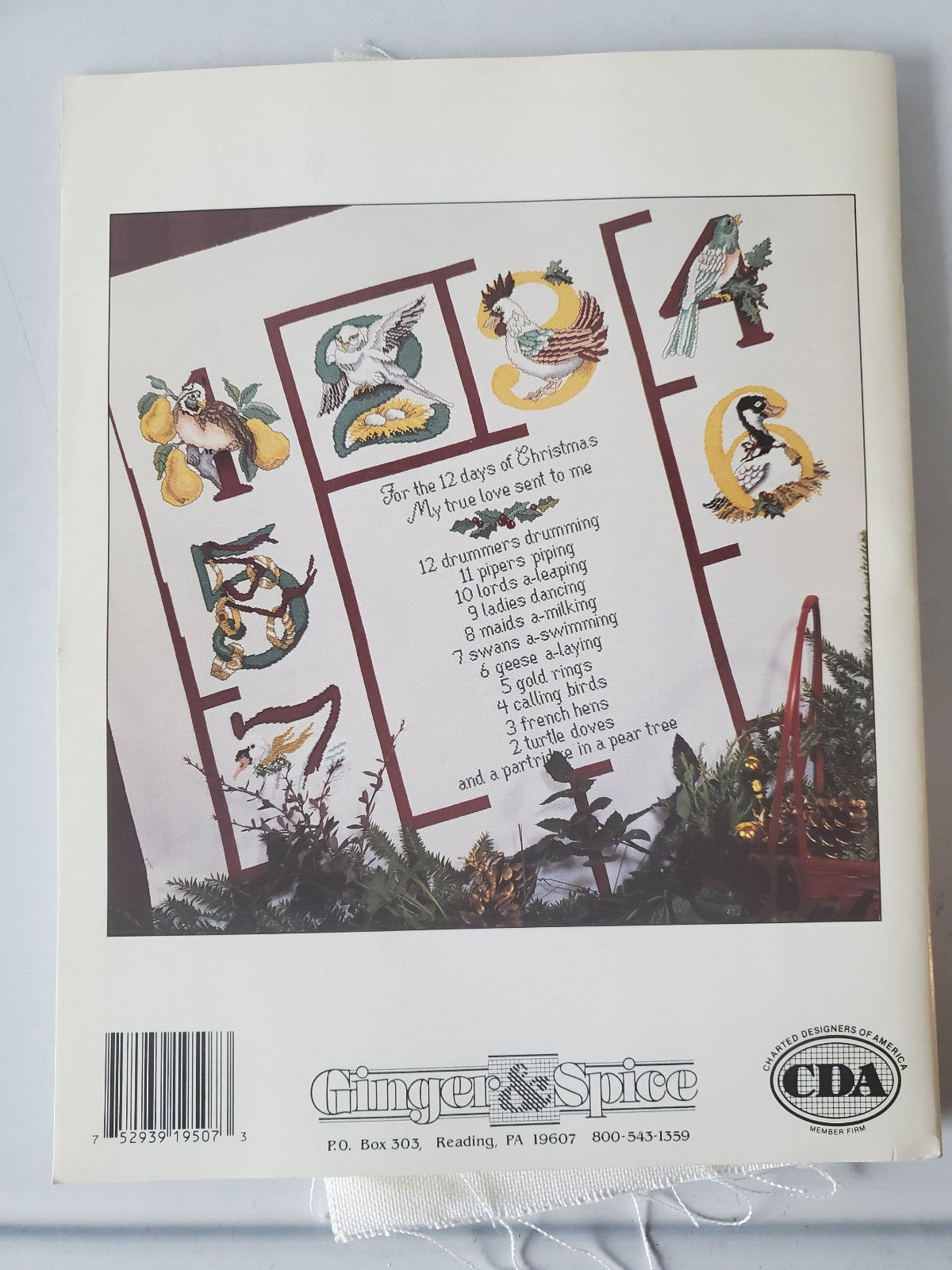 Ginger & Spice 12 Days of Christmas Cross Stitch Book + 28 Count Jobelan Fabric