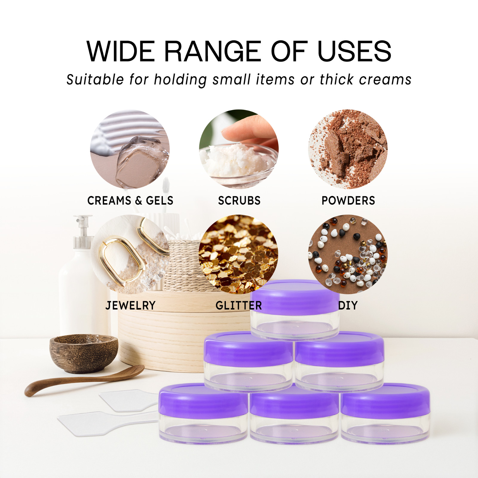 12PCS 10G/10ML Makeup Cream Cosmetic Purple Sample Jar Containers with Spatulas