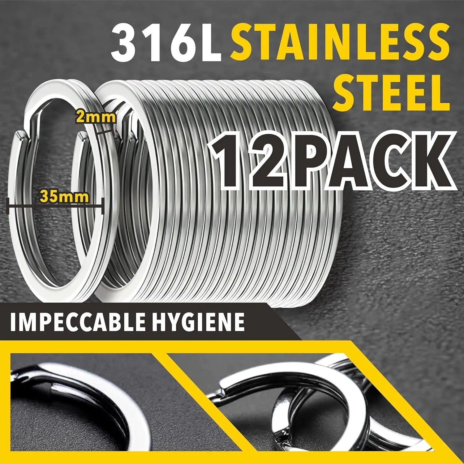 10/20/30PCS Stainless Steel Split Key Rings 25–35mm for Keychain DIY
