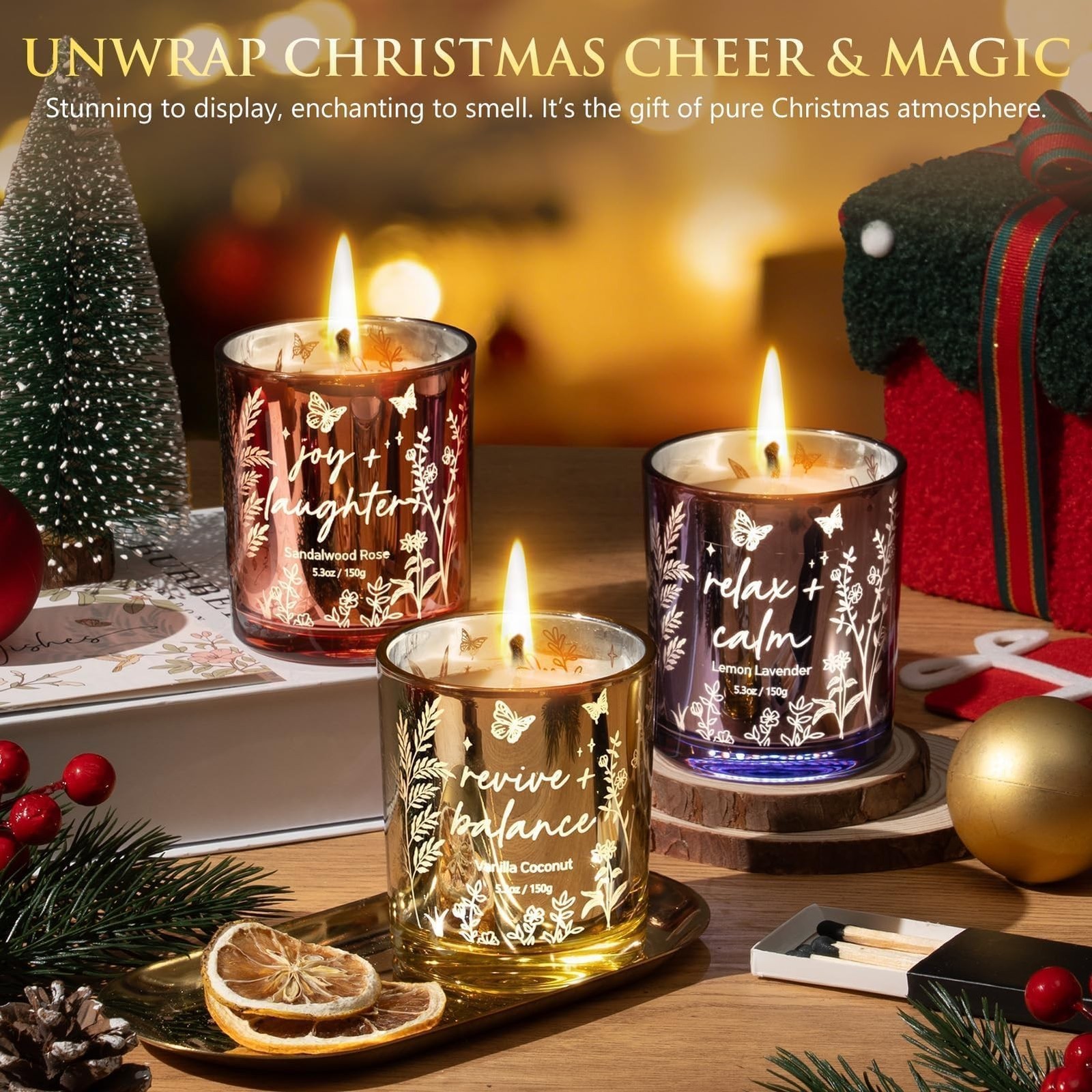 Candles for Women, 3 Pack Soy Wax Candle Gift Sets for Home Scented | Holiday…