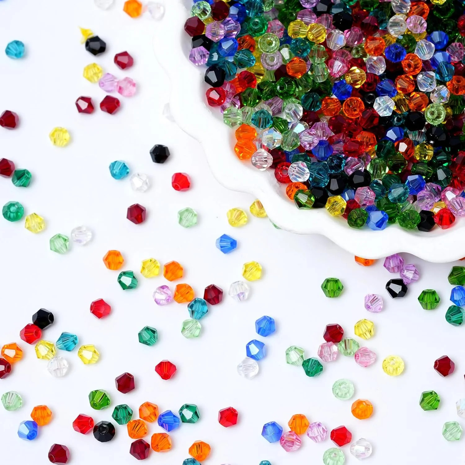 1000PCS Bicone Crystal Beads 4mm Glass Faceted Spacer Beads Bulk for Jewelry Mak