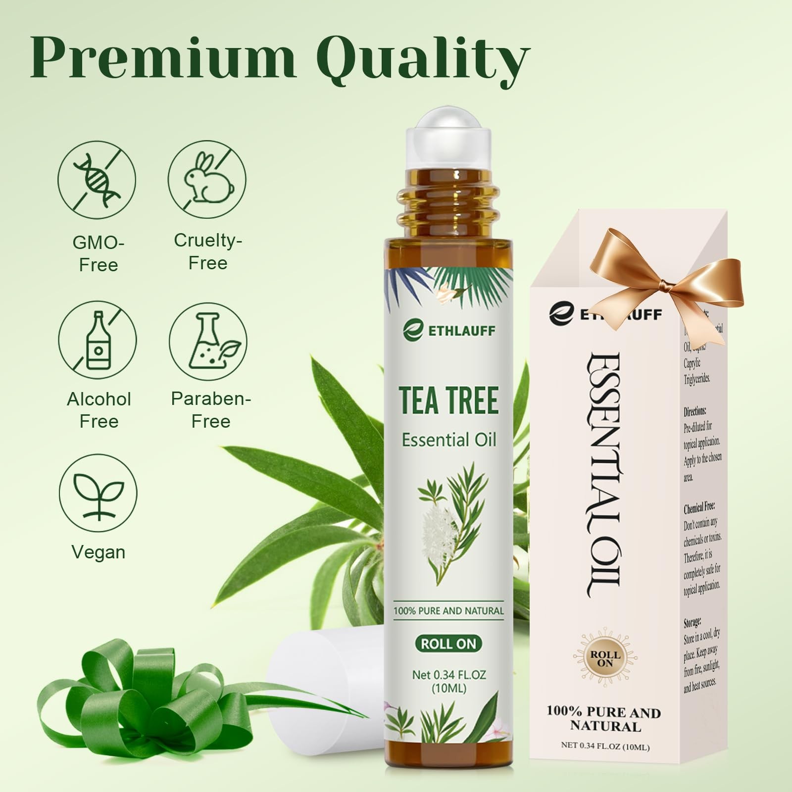 Tea Tree Oil Roll On – 100% Pure 0.33 Fl Oz (Pack of 1), Clear to Pale Yellow