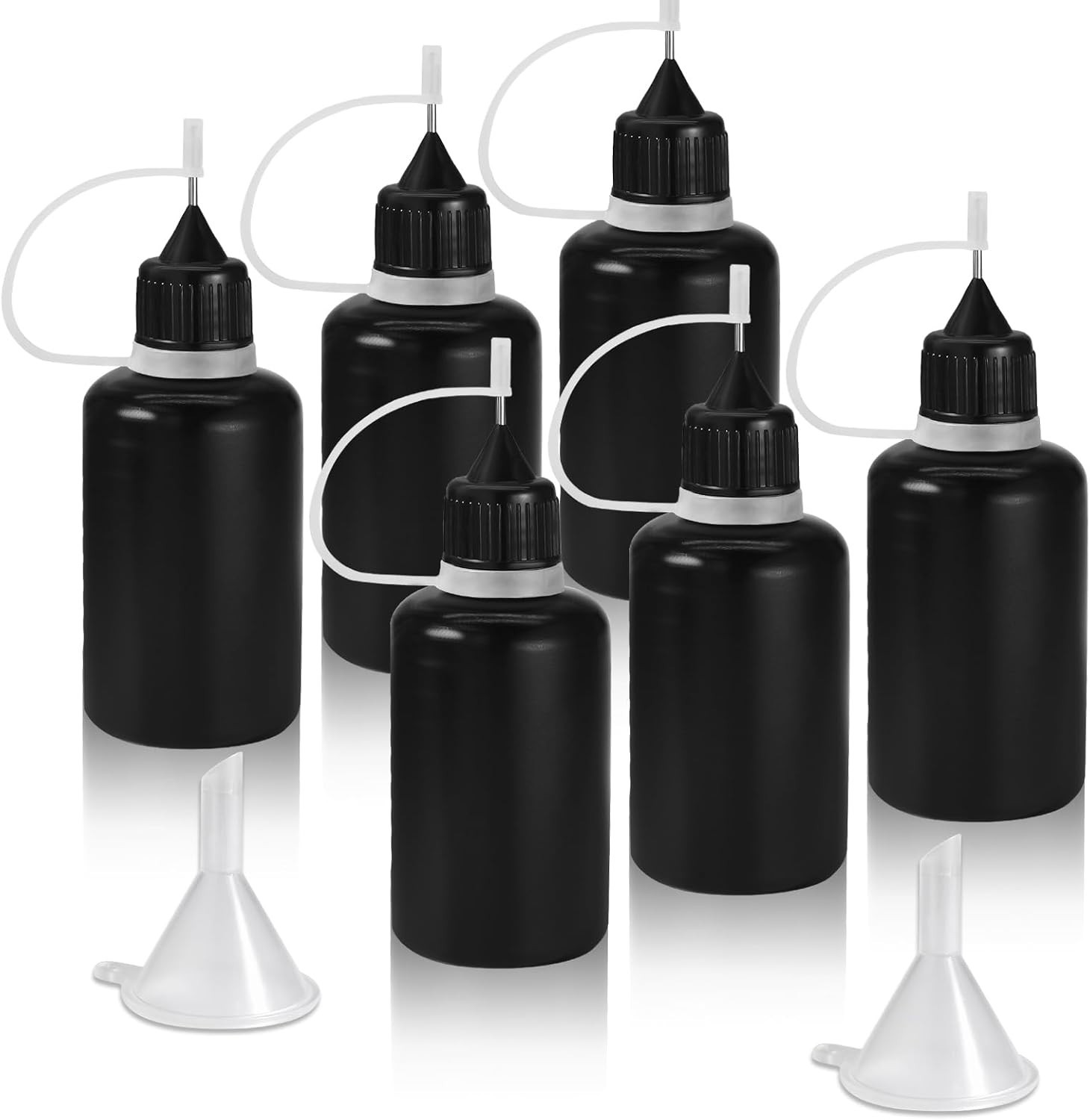 Durable 30ml Black Squeeze Bottles with Mini Funnels for Precise Applications