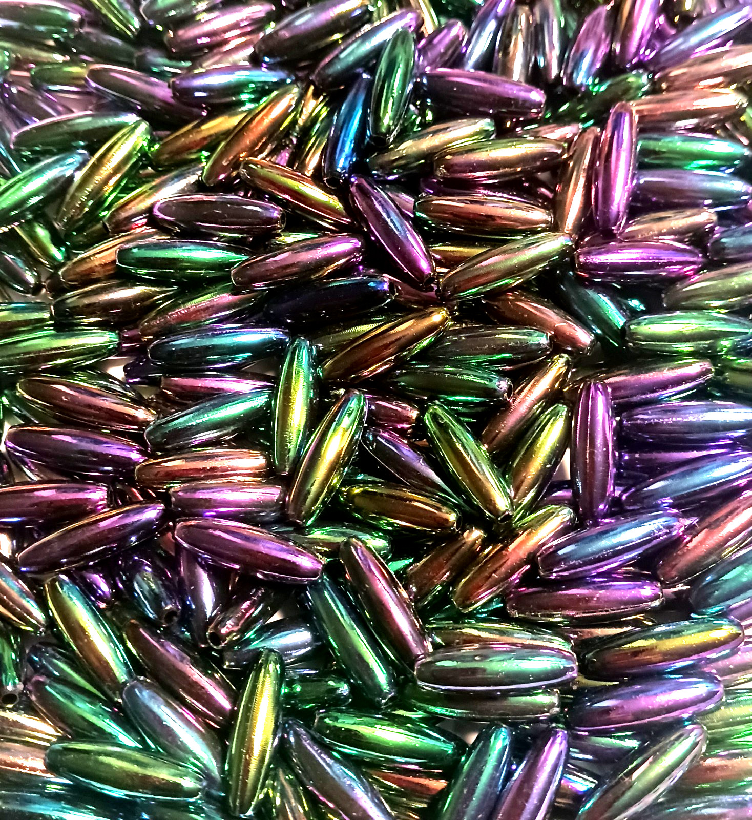 Spaghetti Beads 19mm Black AB Metallic 200pc Jolly Store Crafts DIY jewelry