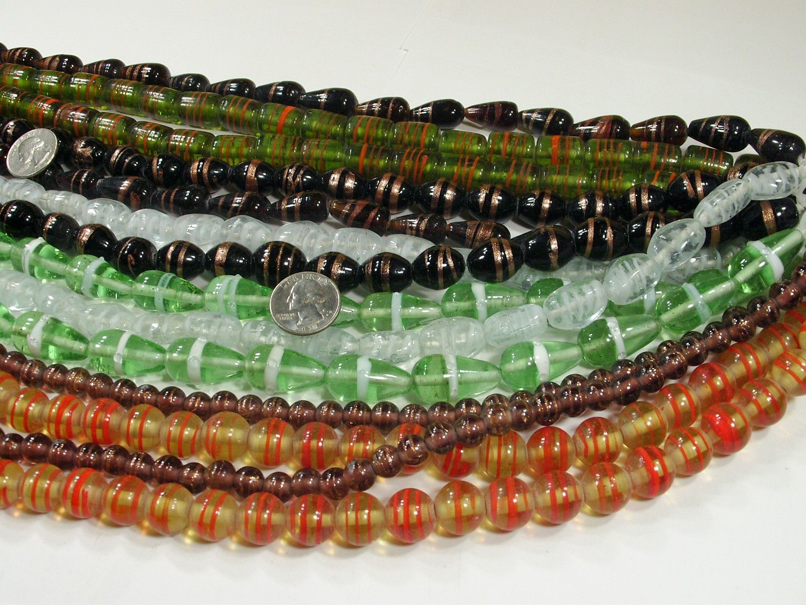 14 Strands (15″) Assorted Closeout India Handmade Glass Beads Lot (MQD-2)⭐