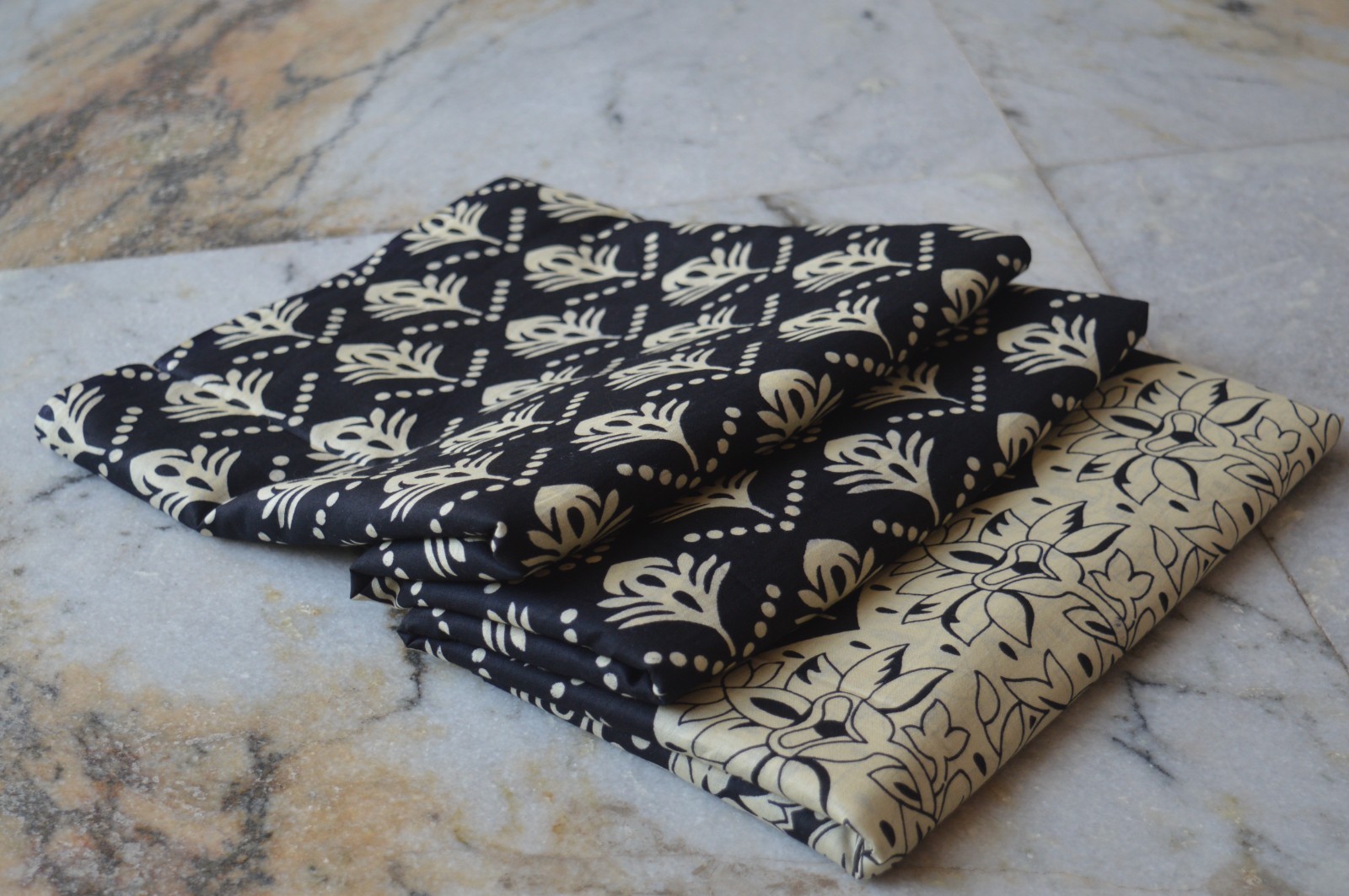 Black & Beige Hand Print Fabric 100% Cotton 15 Yard NO DUTY CHARGES 100%✅ZK-369