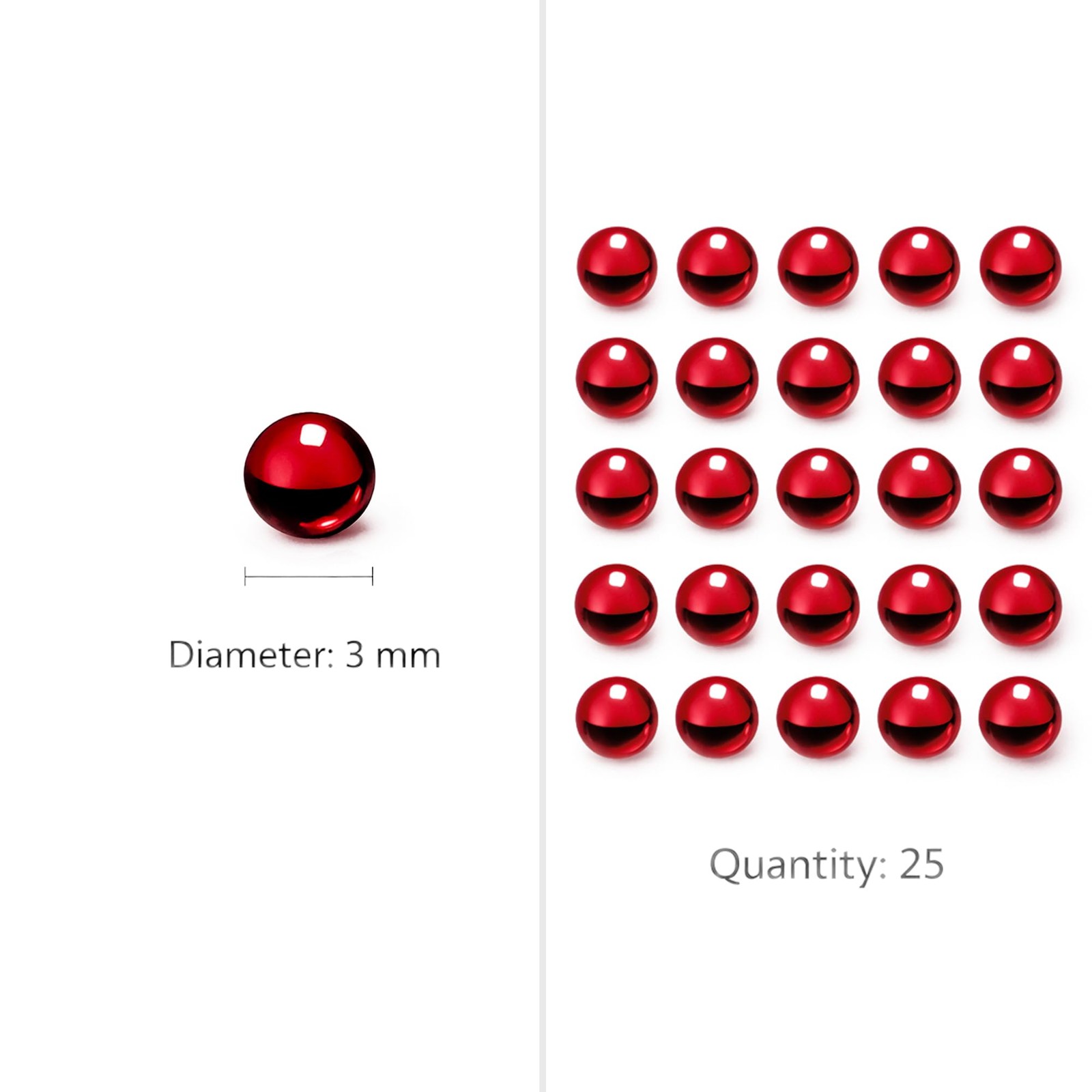 3mm Ruby Pearl 25 Pack 3mm, Red