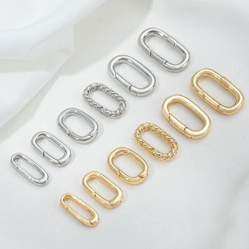 1PC Rhodium Plated Carabiner Lock Clasps Finding Connector 12X18mm GJY18-Silver