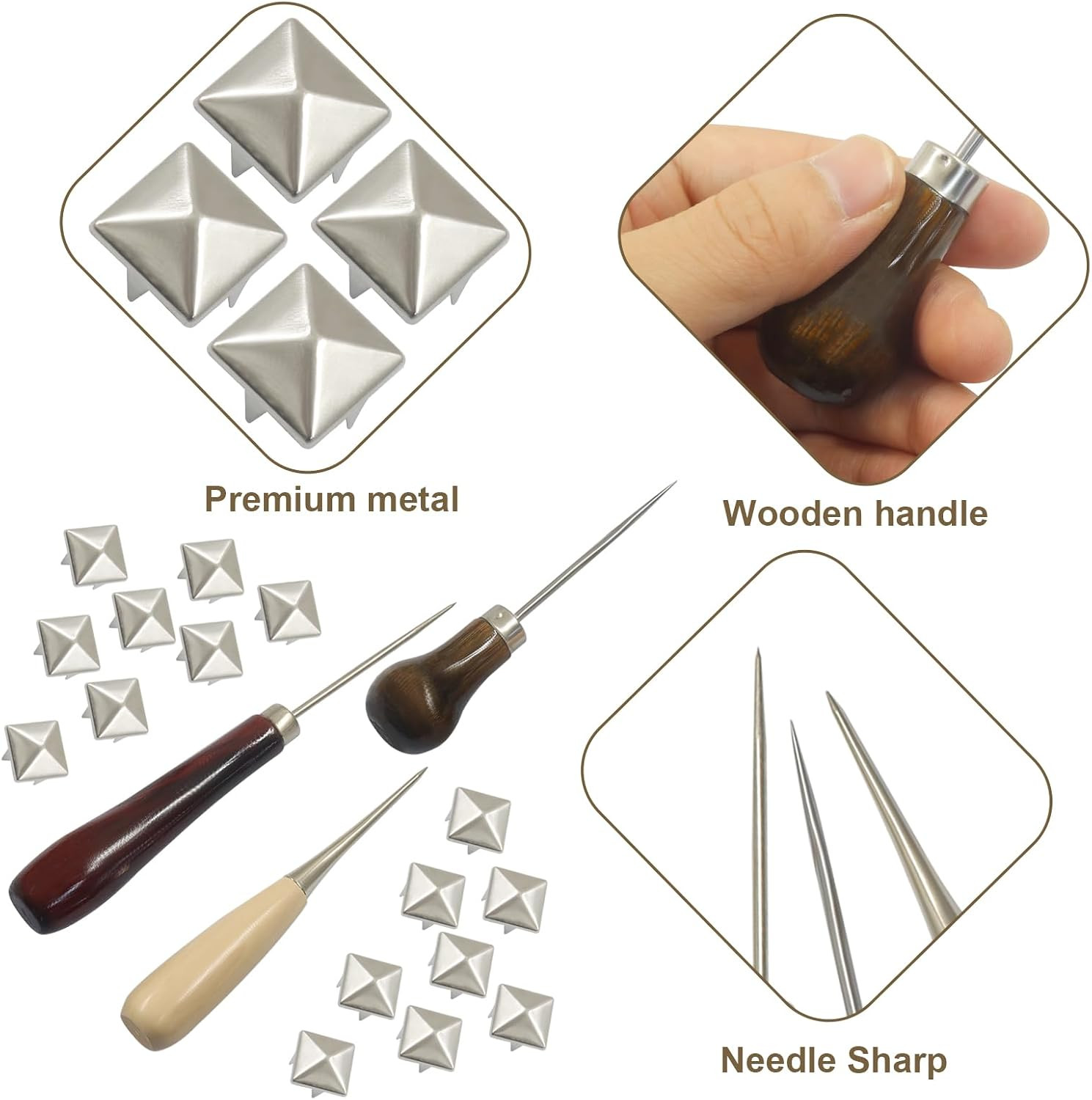 800 PCS 10Mm Square Pyramid Studs, Silver Clothing Studs Four Jaw