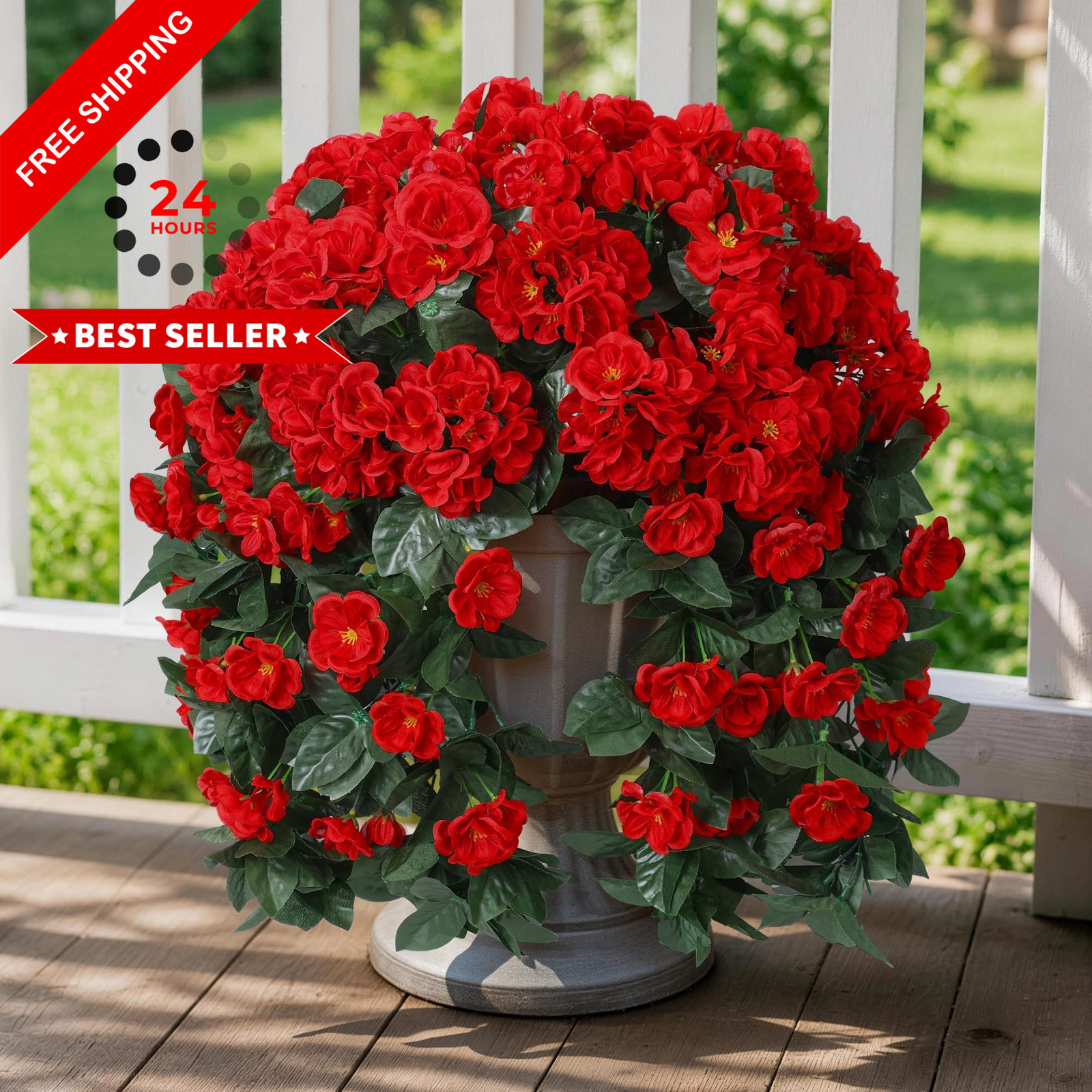 Ivydale Fake Geraniums 12 inches (D) x 4 (W) x 4 (H), Red