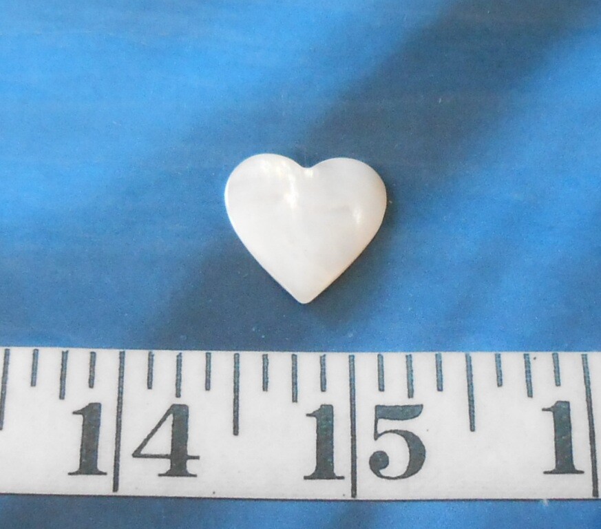 ~ Mother of Pearl (MOP) Carved Seashell Heart ~ Natural Iridescent White/Ivory ~