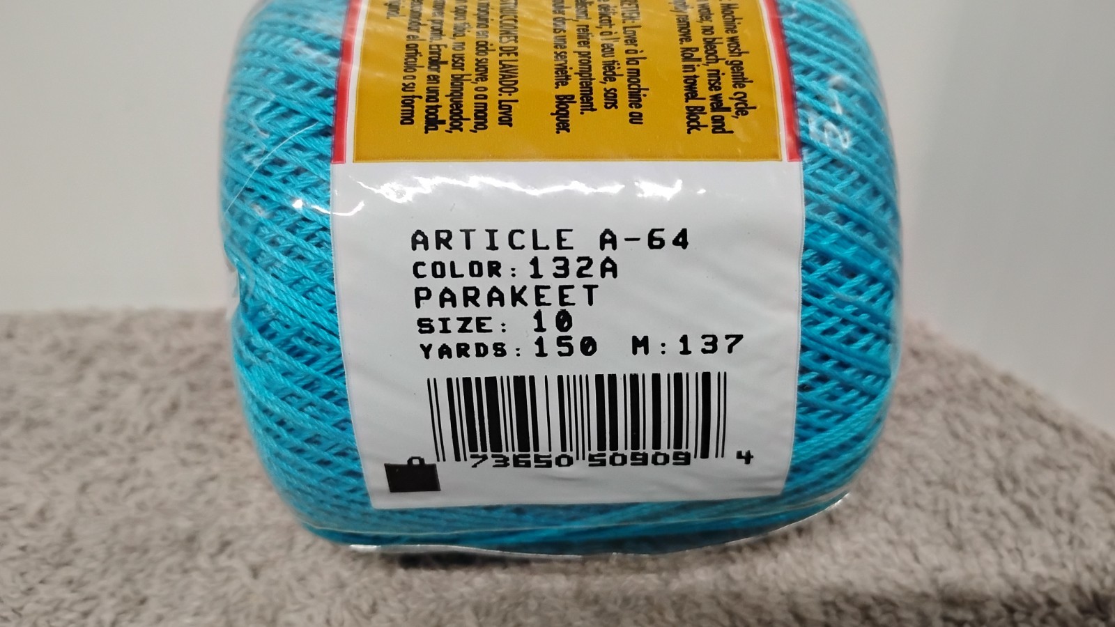 6 J&P COATS KNIT-CRO-SHEEN 132A Parakeet Color Mercerized Cotton Size 10.