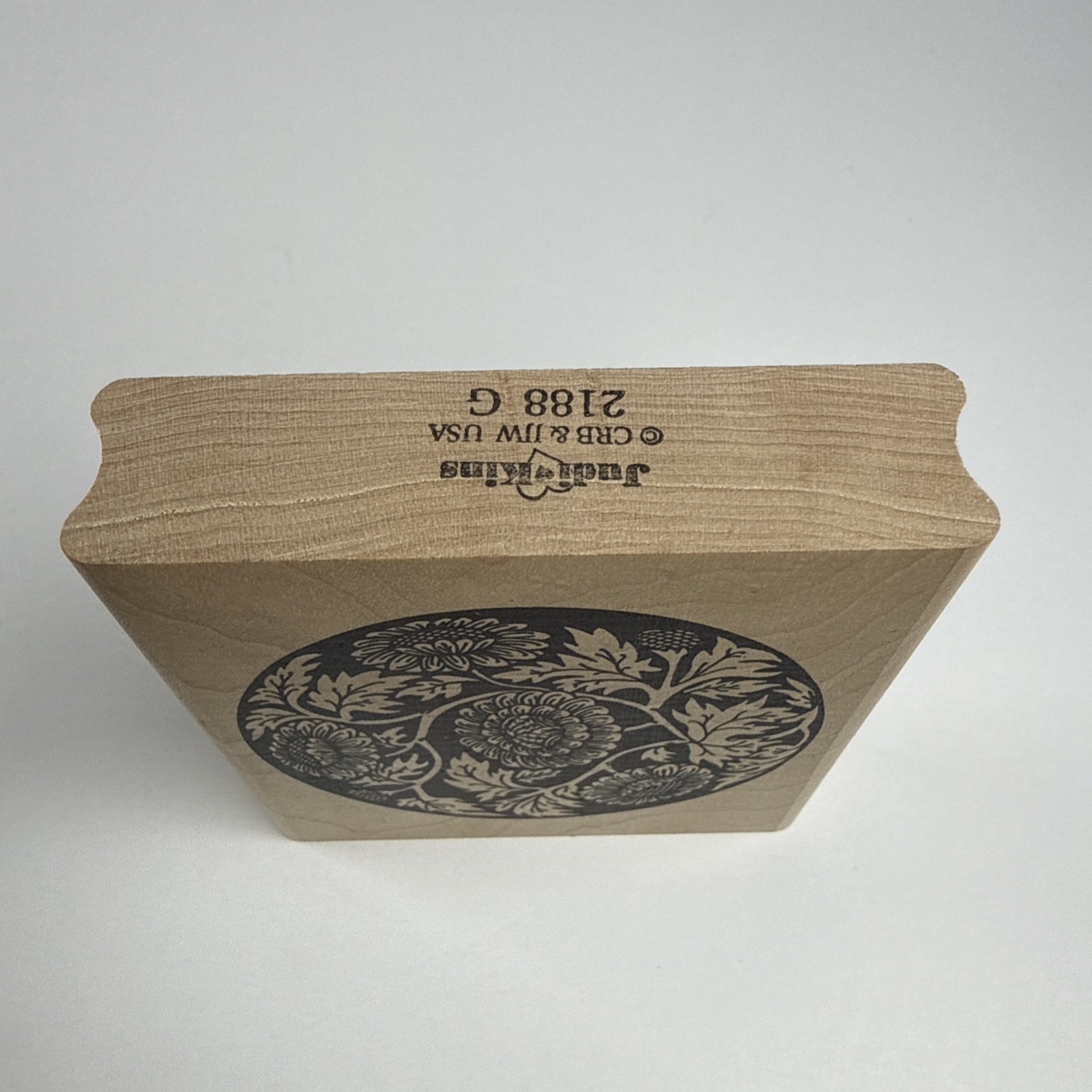 JudiKins Circle Flower Floral Leaves Wood Rubber Stamp 2188G 3”x3.25”
