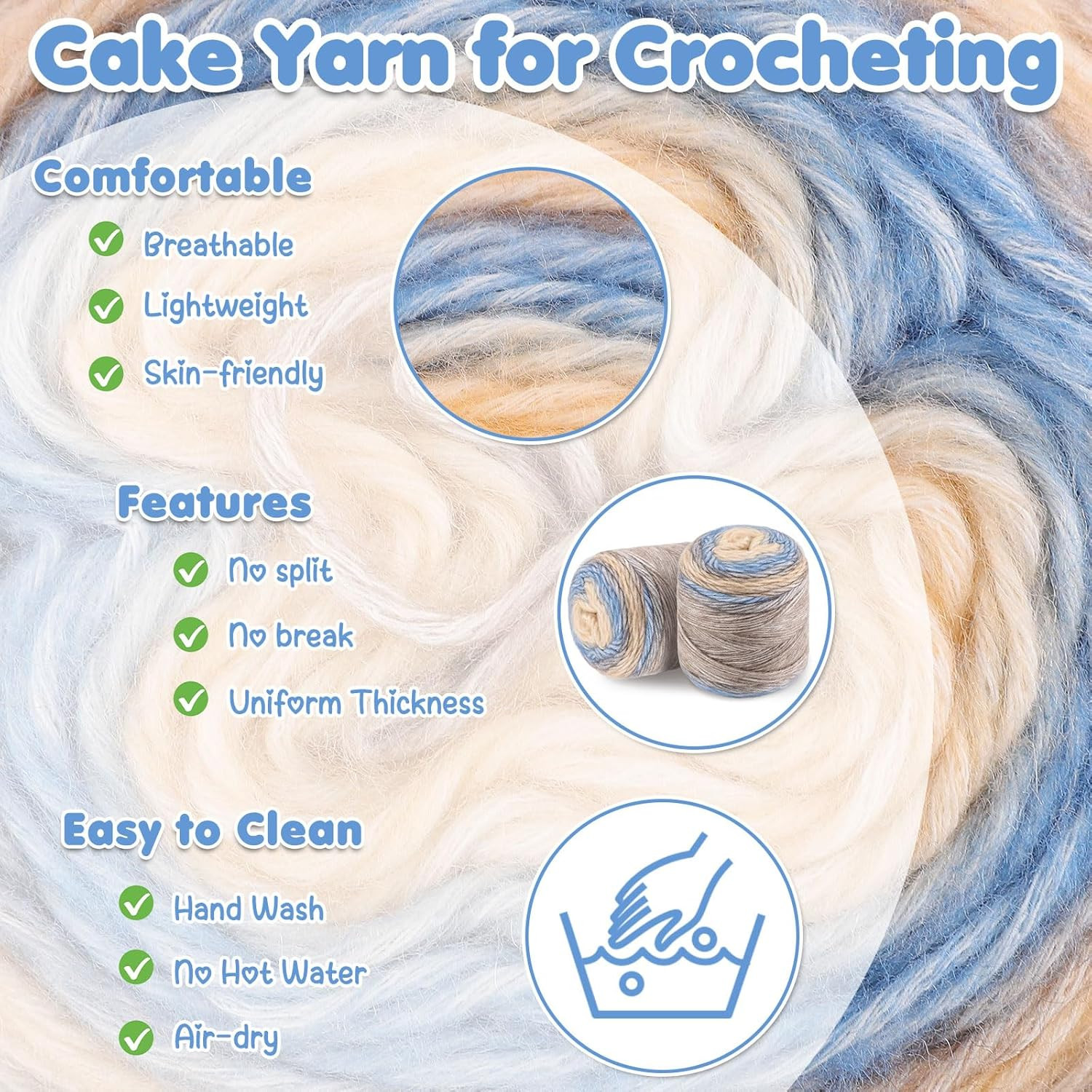 WSICSE Fairyland Yarn for Crocheting, 4 Skeins of 100g/3.52oz Gradient Soft Cott