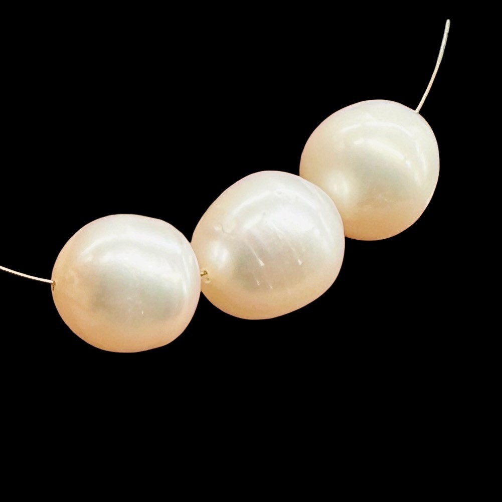 White Pear Shaped Fresh Water Pearls 16″ Strand | 12×10 to 10x9mm |