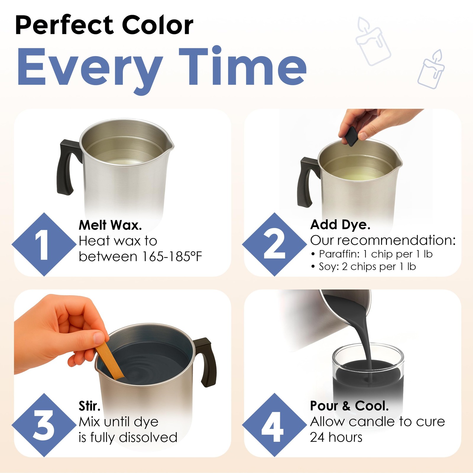 Candle Dye Chips Variety Pack, 20 Colors, Soy & Paraffin Wax Candle Making