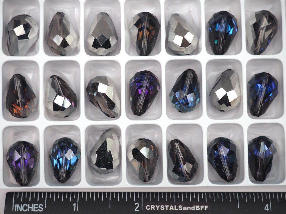 6 Crystal Heliotrope, Preciosa Czech MC Pear Beads, tear drop shape 18x12mm P320