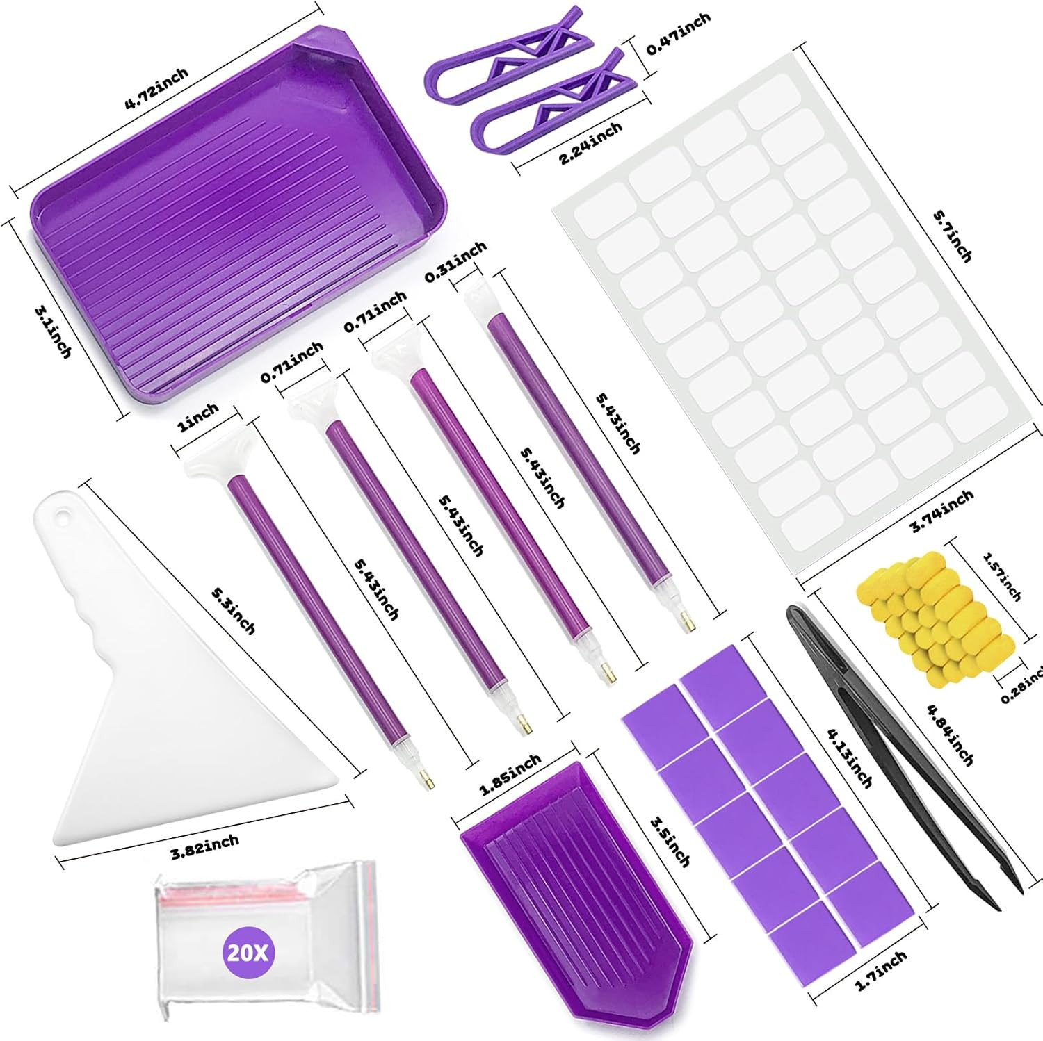 45Pcs DIY Diamond Painting Tools and Accessories Kit for Kids Adults