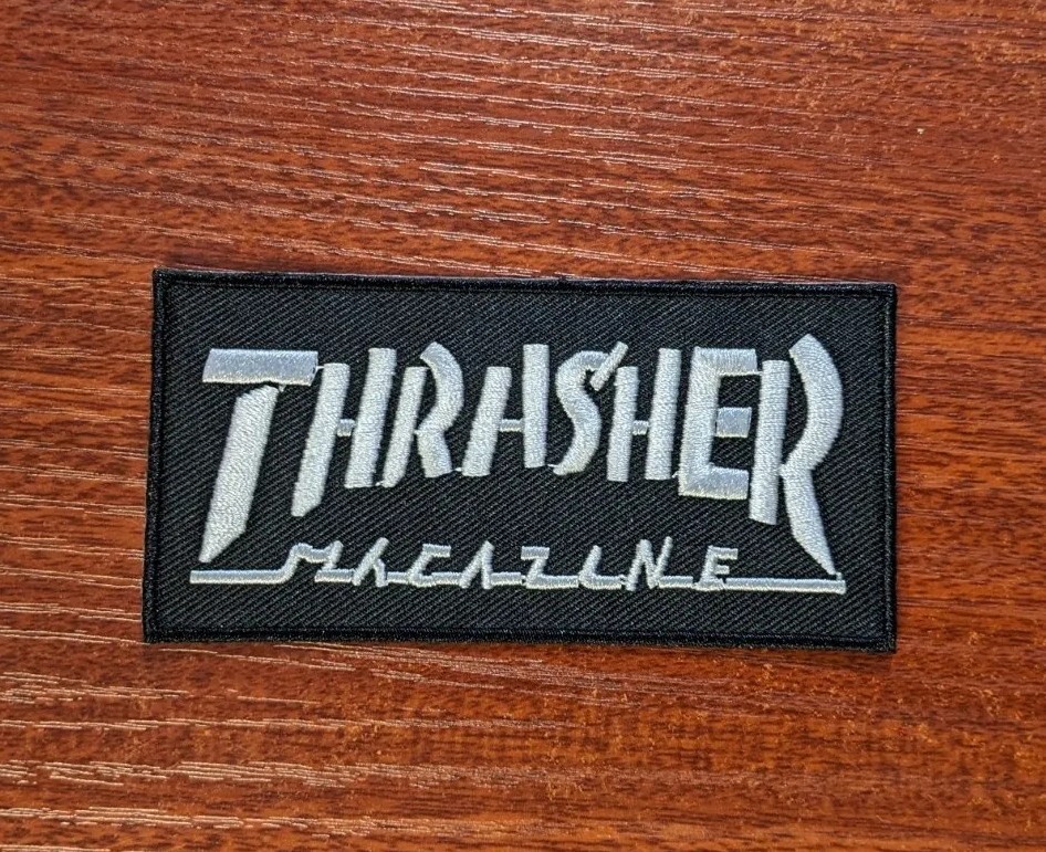 Thrasher Magazine Patch 2×4″ Skater Skateboarding Punk Goth Embroidered Iron On
