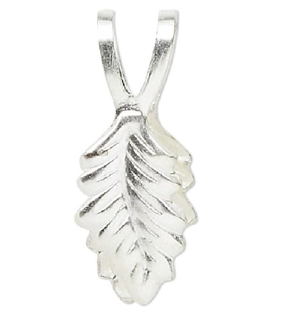Bail, Fold-Over, 100 Silver Plated Brass Glue on Y Leaf Pendant Bail 20mm Grip