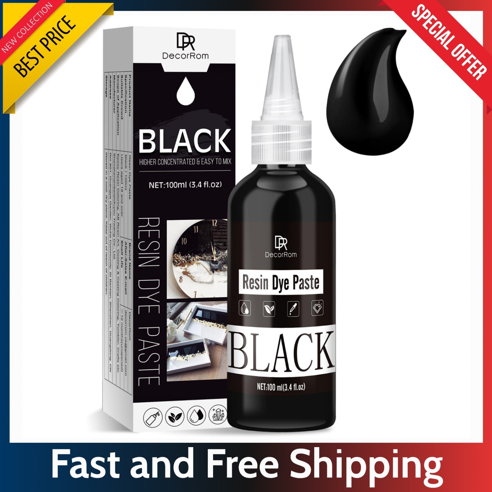 100ml Black Epoxy Resin Pigment Paste High Concentrated Dye Resin Art UV Jewelry