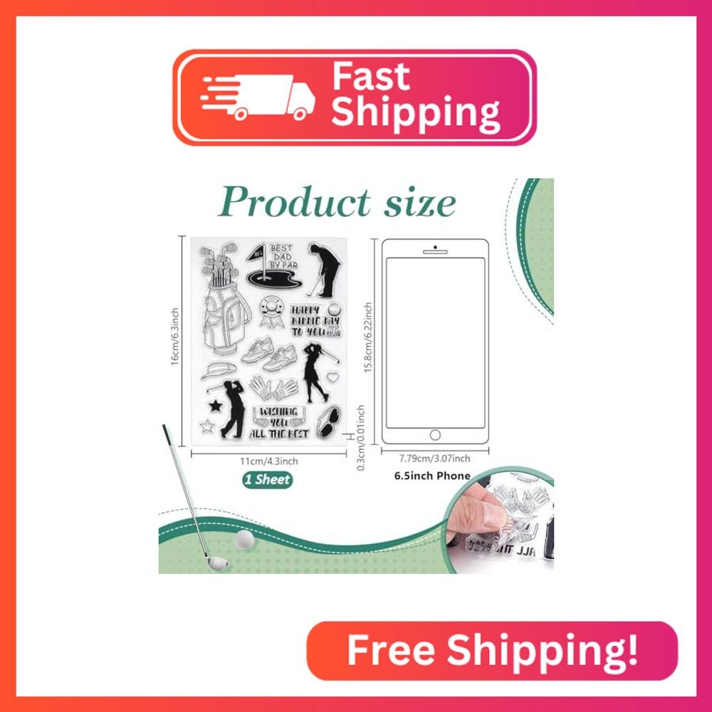 PH PandaHall Sports Theme Pattern Clear Stamps Golf Shoes Gloves Hat Sunglasses