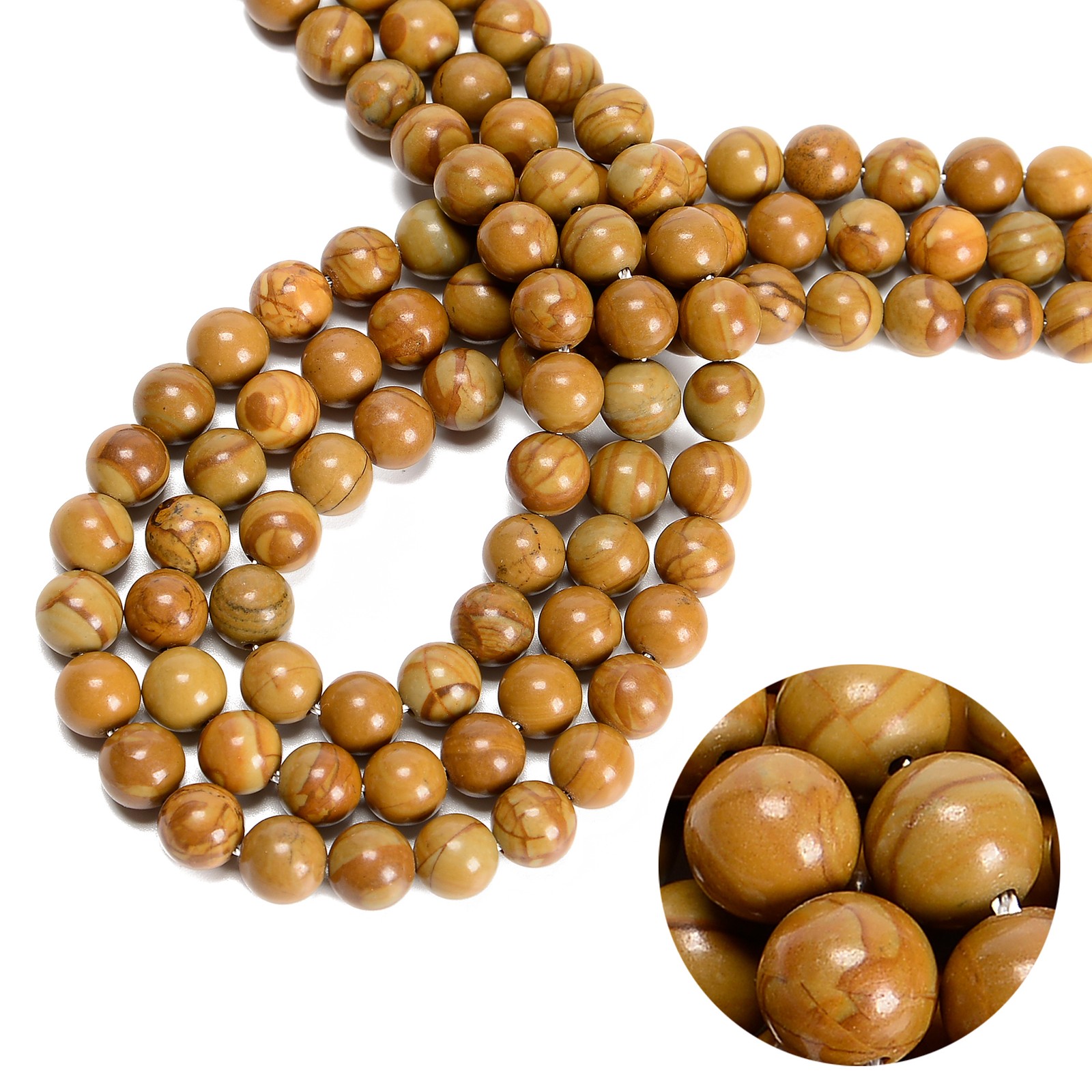 Wood Grain Jasper Smooth Round Beads 6mm 8mm 10mm 12mm 15.5″ Strand