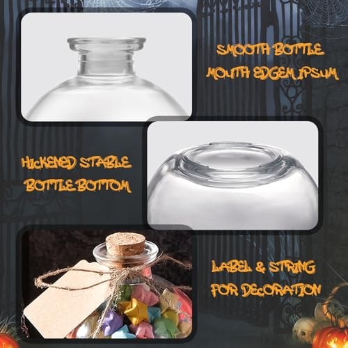 2 pack Glass Potion Bottles with Corks 5oz Empty Spherical Jars for DIY Small