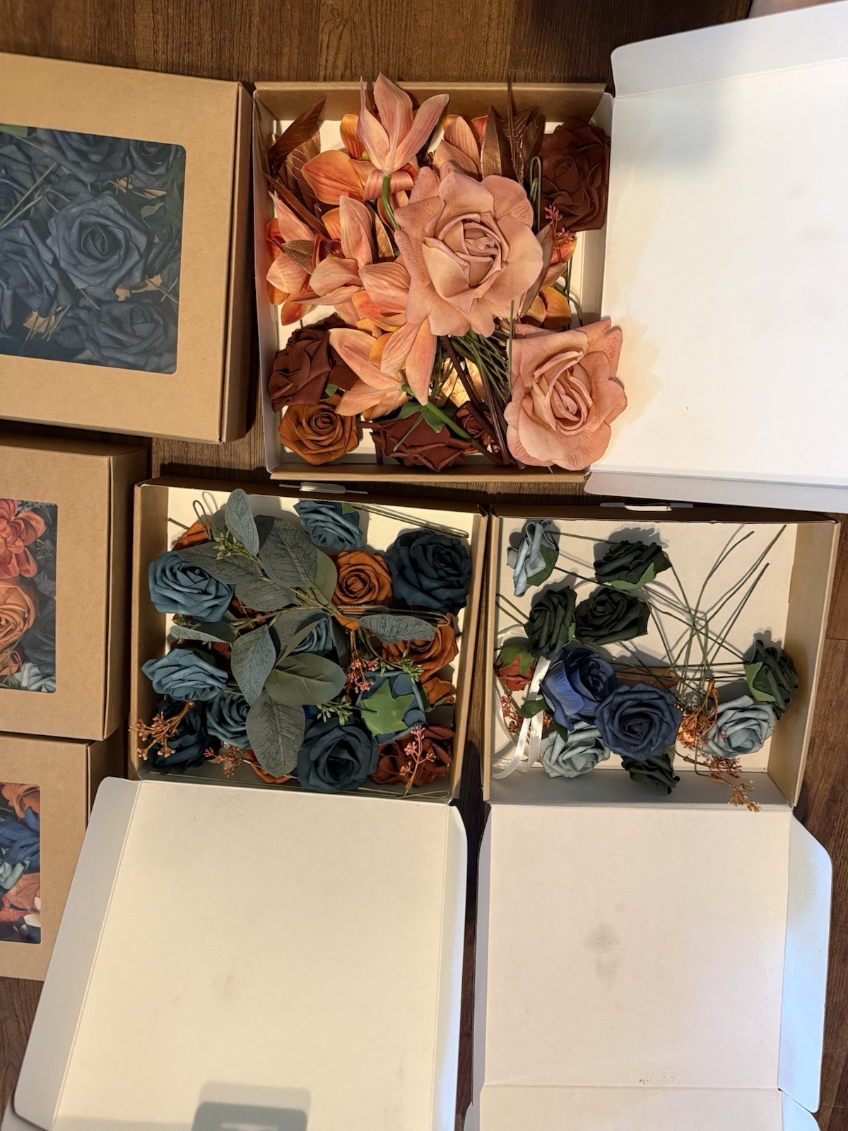 Lot of Artificial Fabric Rose Flowers & Greenery, Mixed Colors, Garland Pieces