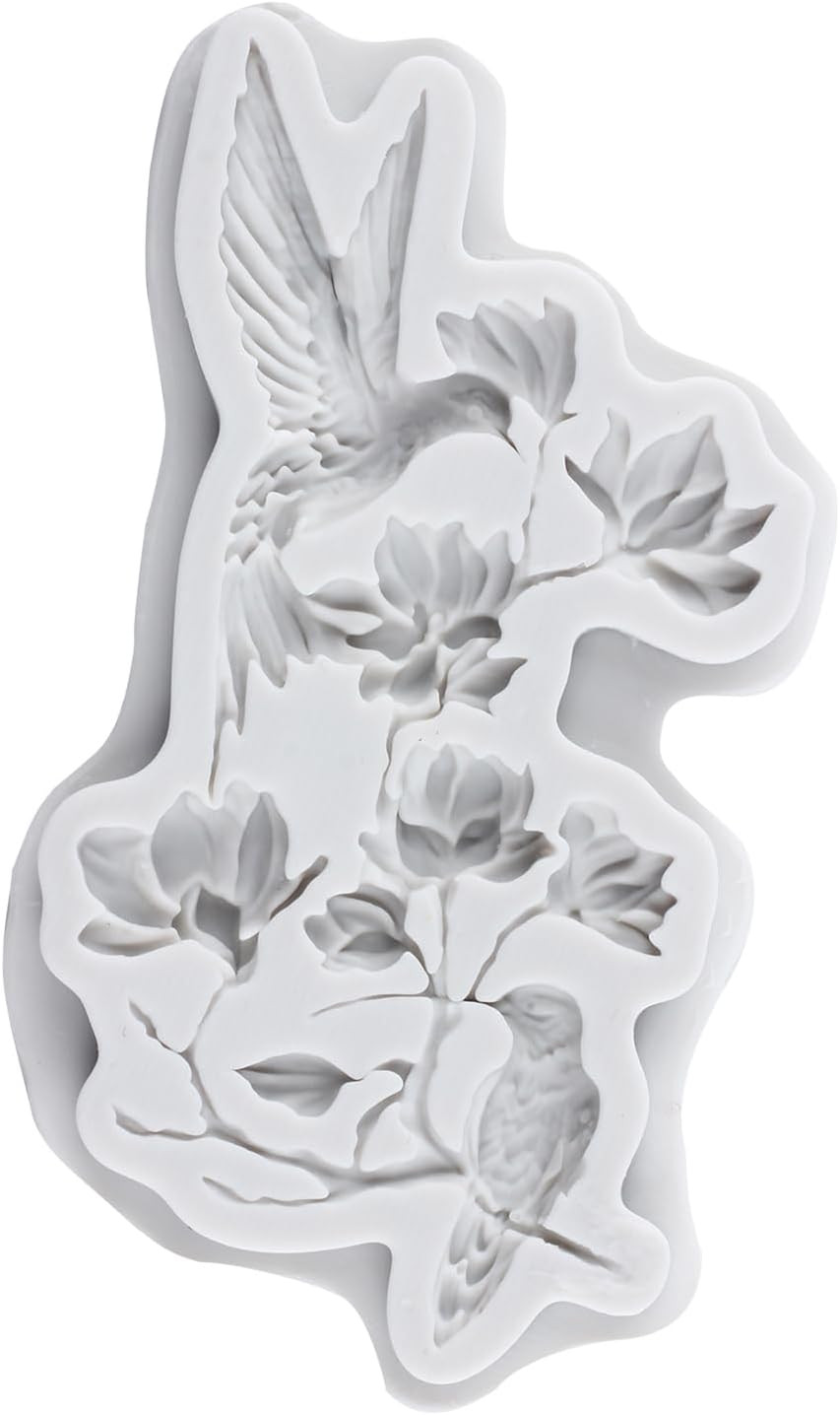 Flower Branch Polymer Clay Molds Hummingbird Silicone Resin Mold for DIY Crafts