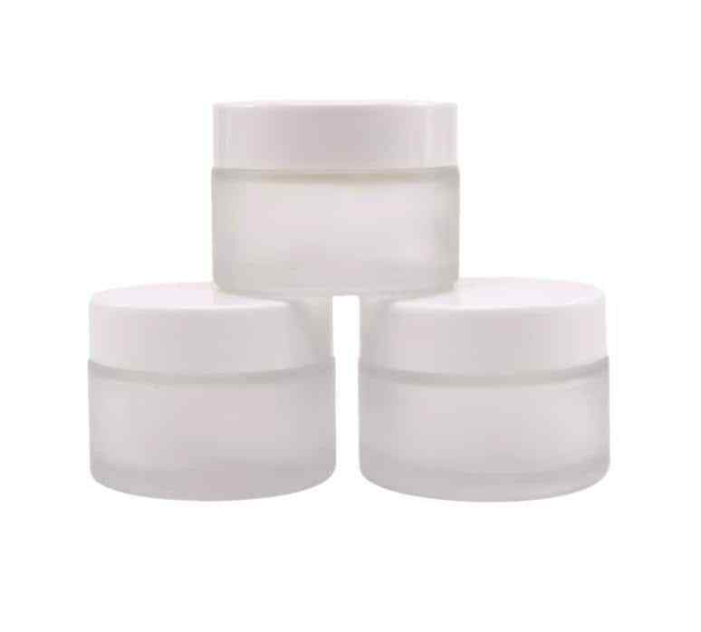1 oz | 30 mL frosted glass jar & white lid (12 ct)