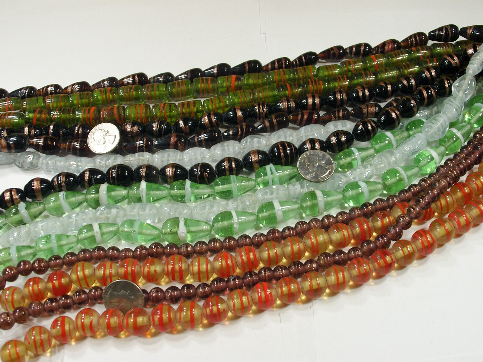 14 Strands (15″) Assorted Closeout India Handmade Glass Beads Lot (MQD-2)⭐