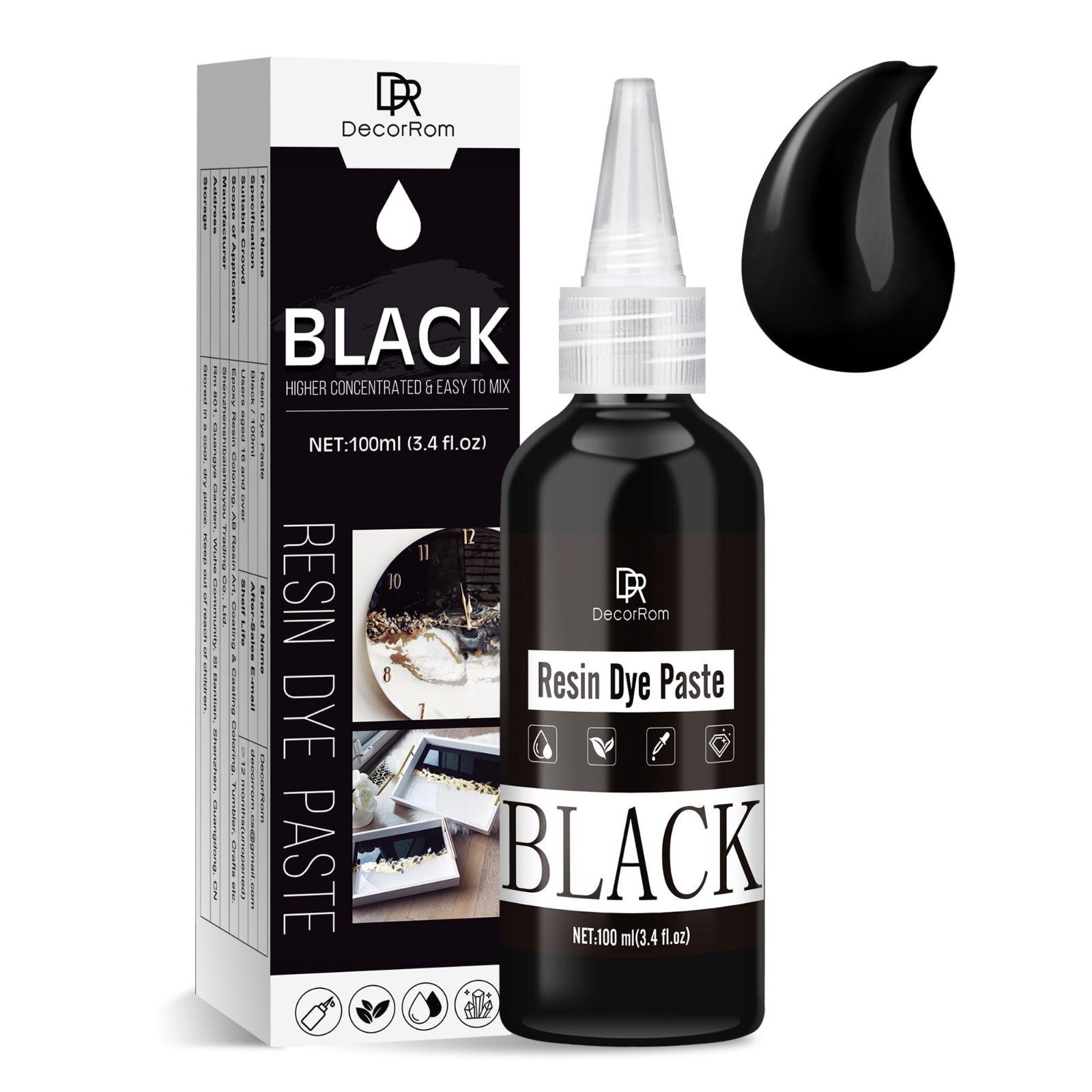 100ml Black Epoxy Resin Pigment Paste High Concentrated Dye Resin Art UV Jewelry