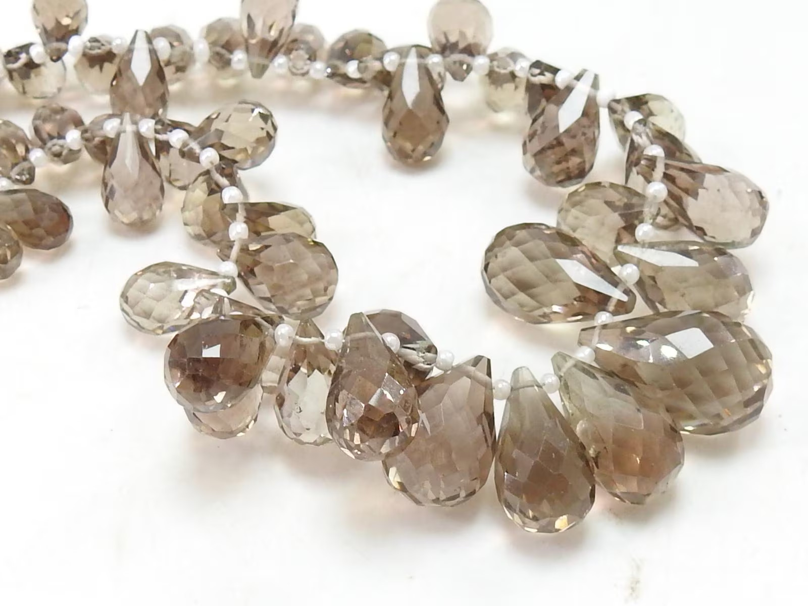 Natural White Moonstone Micro Faceted Teardrop Beads 4″ Strand Jewelry Making