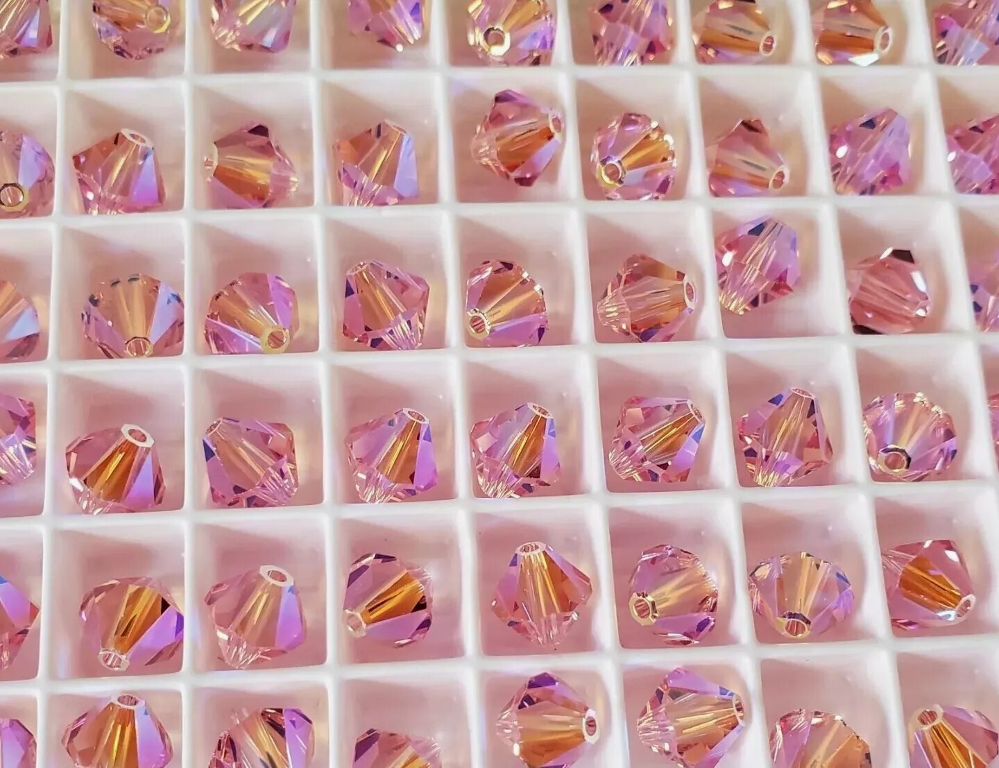 Swarovski 5301 8mm bicone beads, Light Rose AB2X (8pcs)