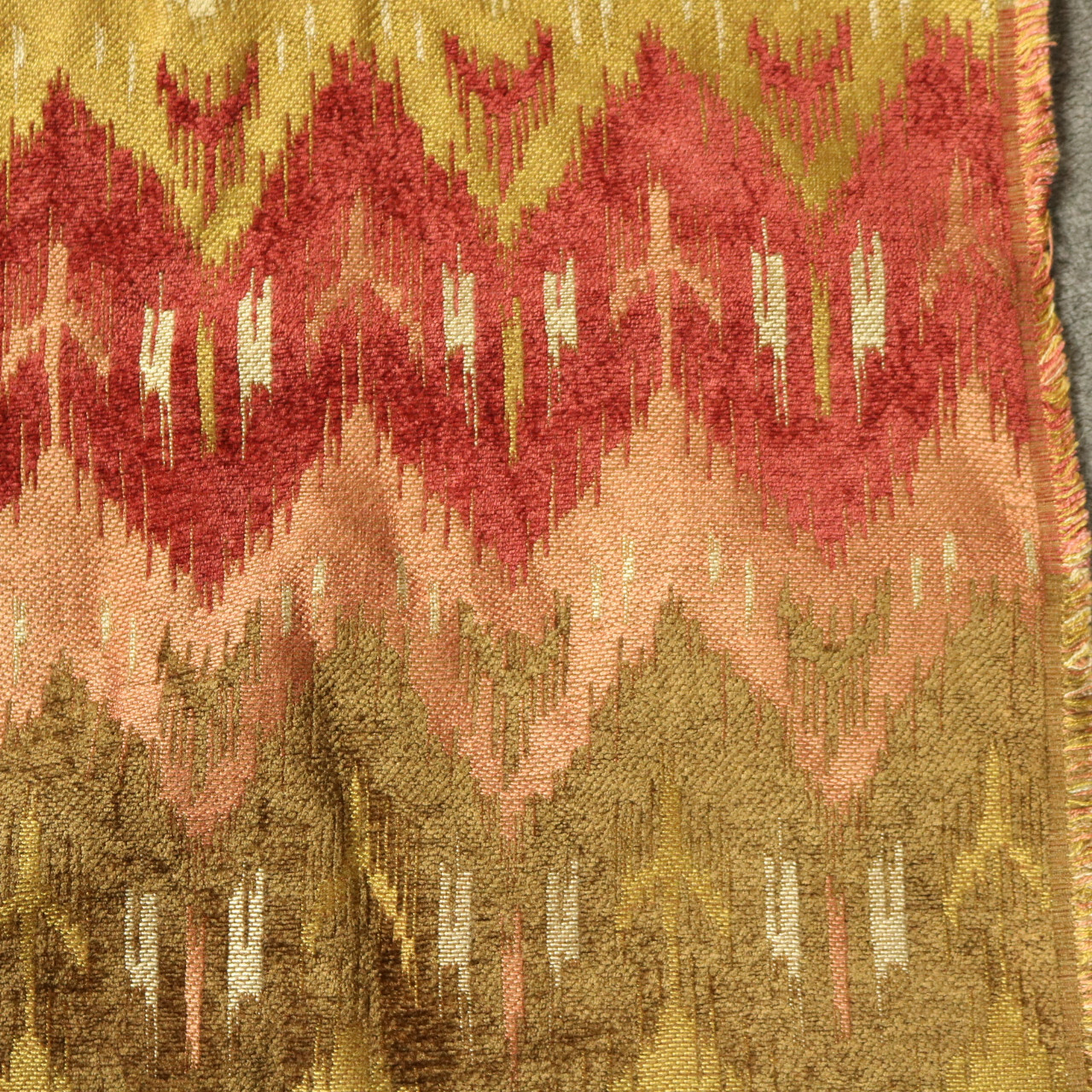 Geometric Earth Tone Chevron Striped Upholster Fabric Red Green Gold 56″x56″