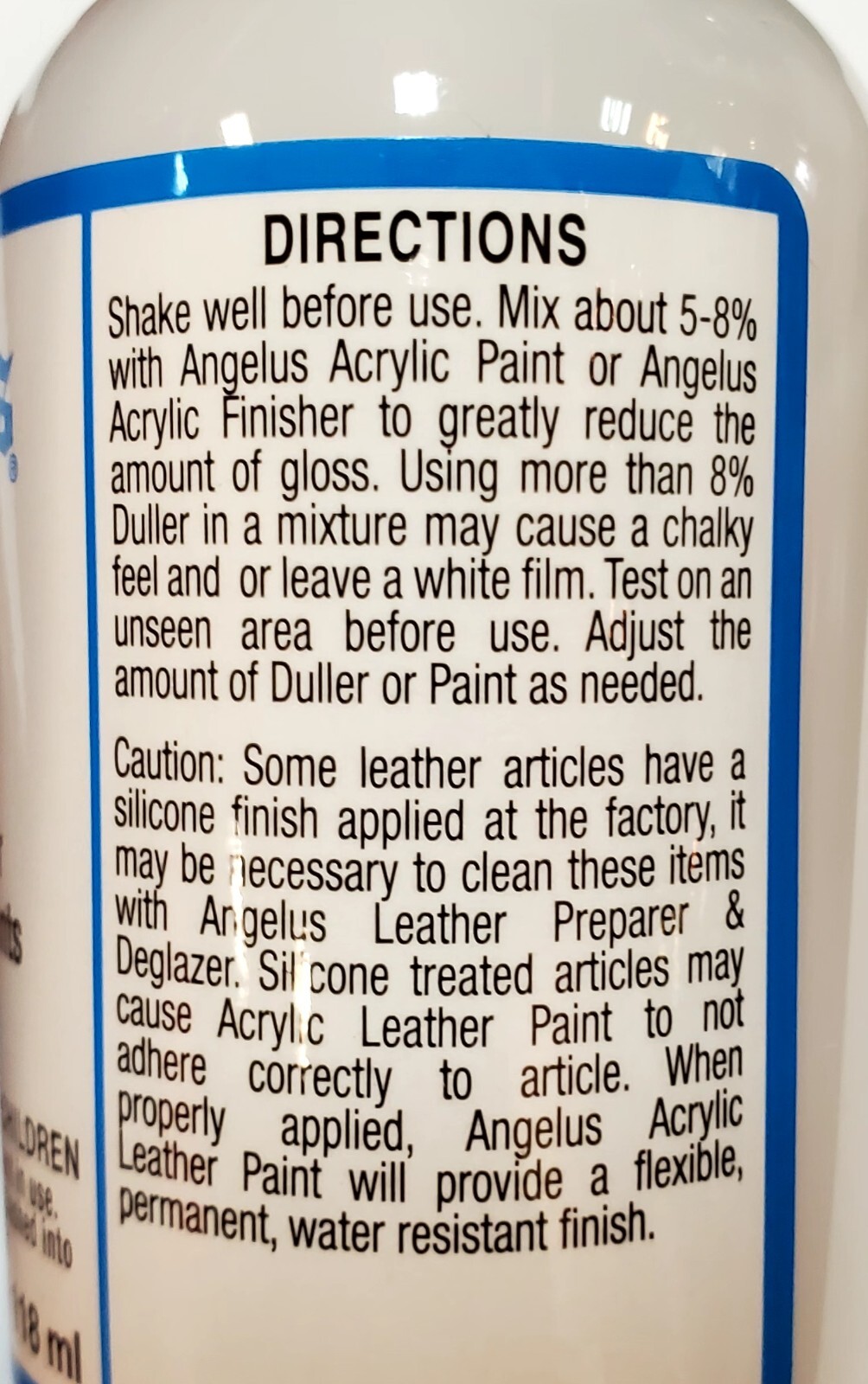 Angelus Acrylic Leather Paint Duller Additive Gloss Reducer For Paints 4 Ounces