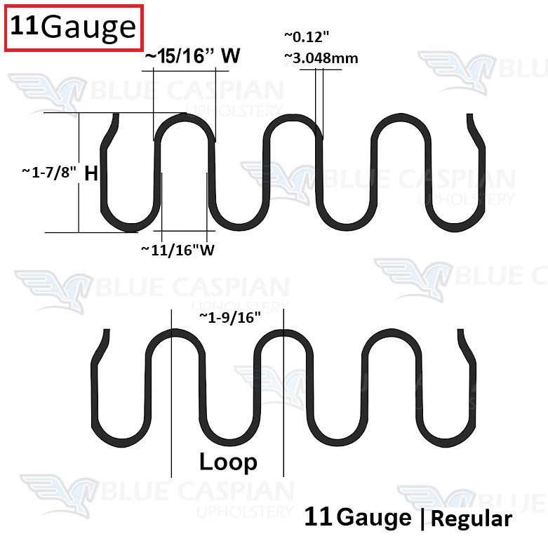 Regular-10′ Feet 11 gauge Zig Zag Springs Furniture-Auto Upholstery-Made In USA