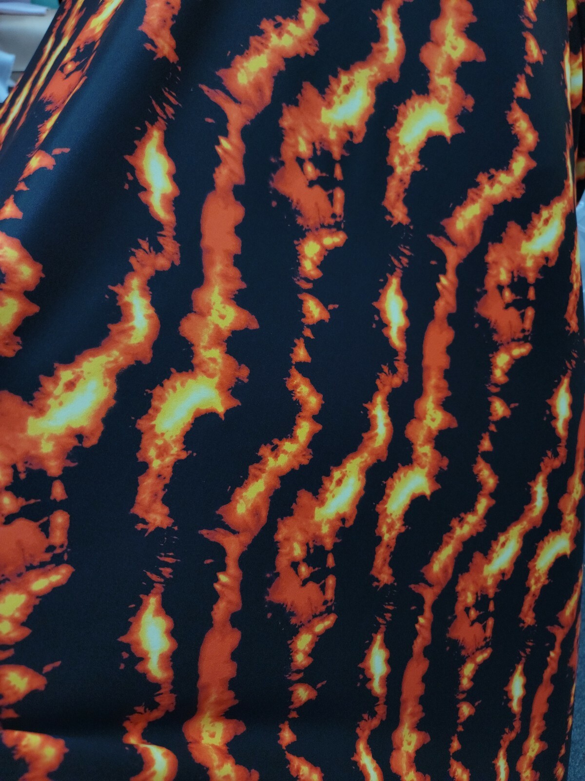 Fire Red And Yellow Spandex Fabric By The Yard Flames Print Stretch Fabric