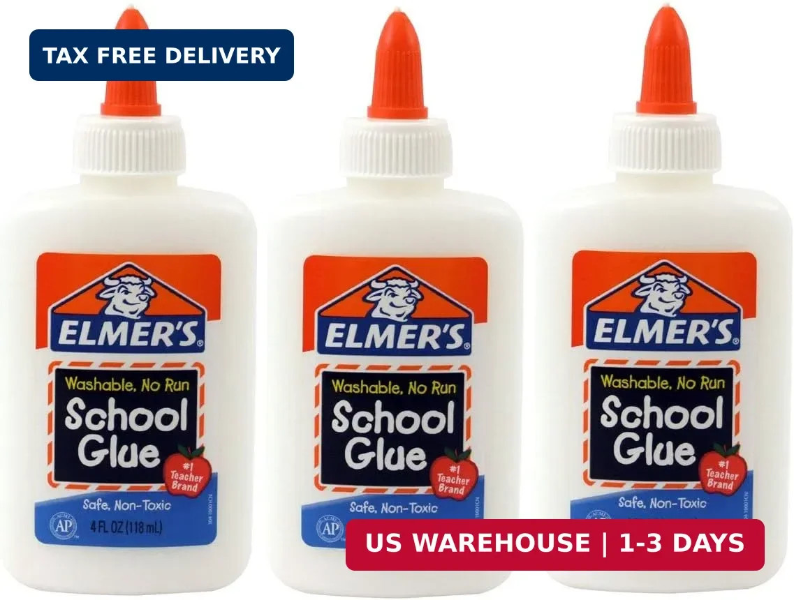 Elmer’s Washable No-Run School Glue, 4 oz, 3 Pack