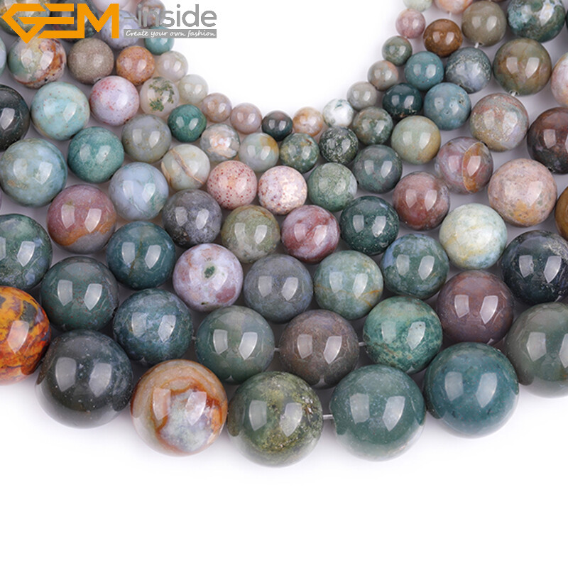 Natural Gemstone Indian Agate Round Loose Beads For Jewellery Making Strand 15″