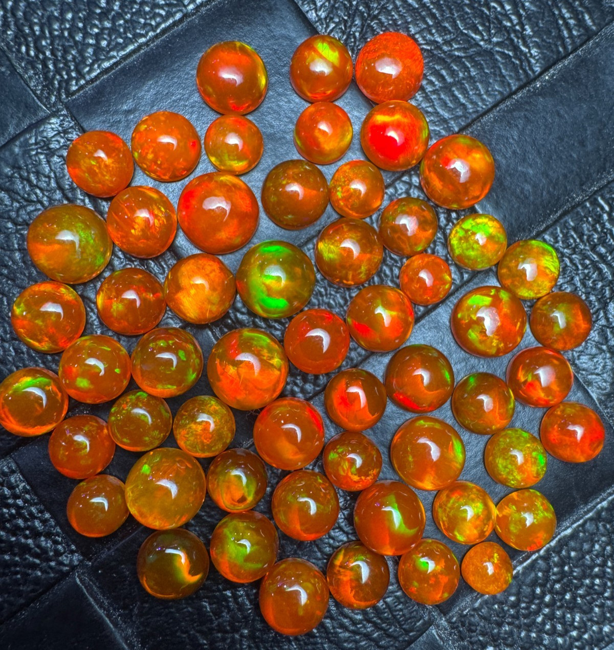 AAA Natural Ethiopian Orange Opal Round Cabochon Lot 3 MM to 8 MM Fire Opal.
