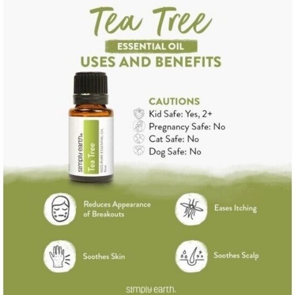 Simply Earth Tea Tree Essential Oil 15ml 100% Pure Oil Natural Therapeutic Grade