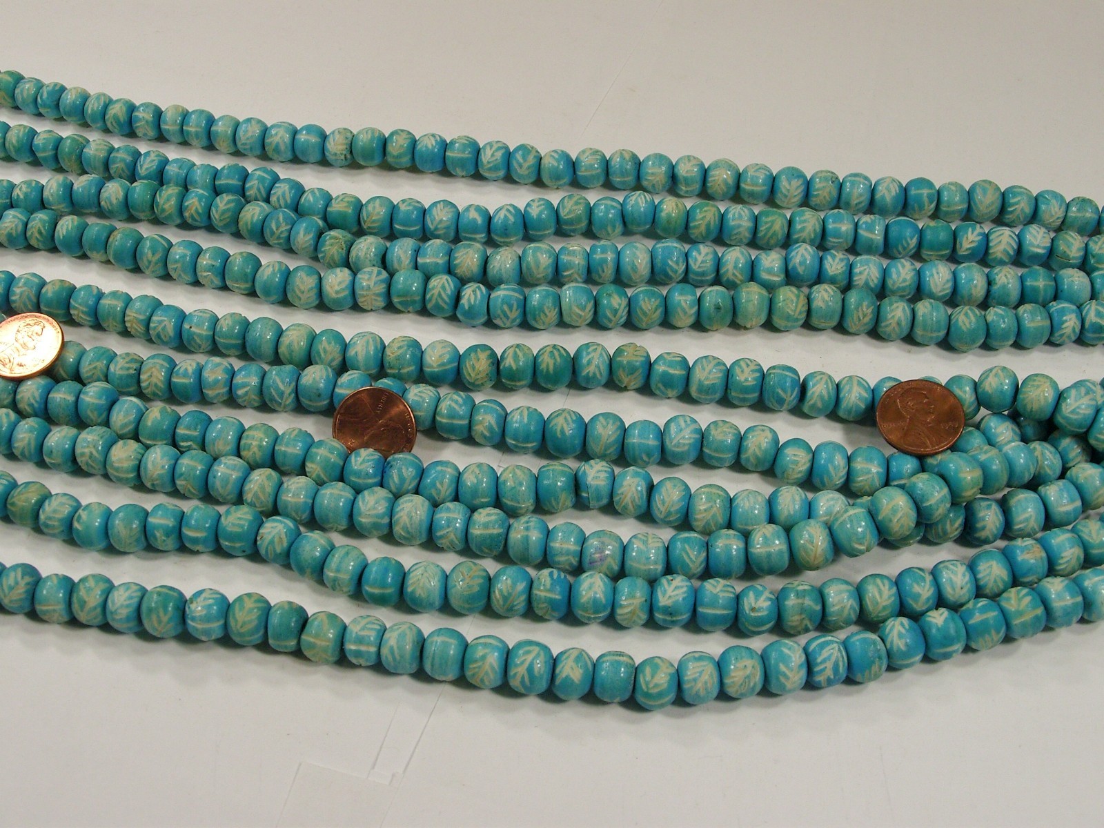 10 Strands 15″ (8mm x 10mm) India Handmade Water Buffalo Bone Beads (QBQ-6) ⭐