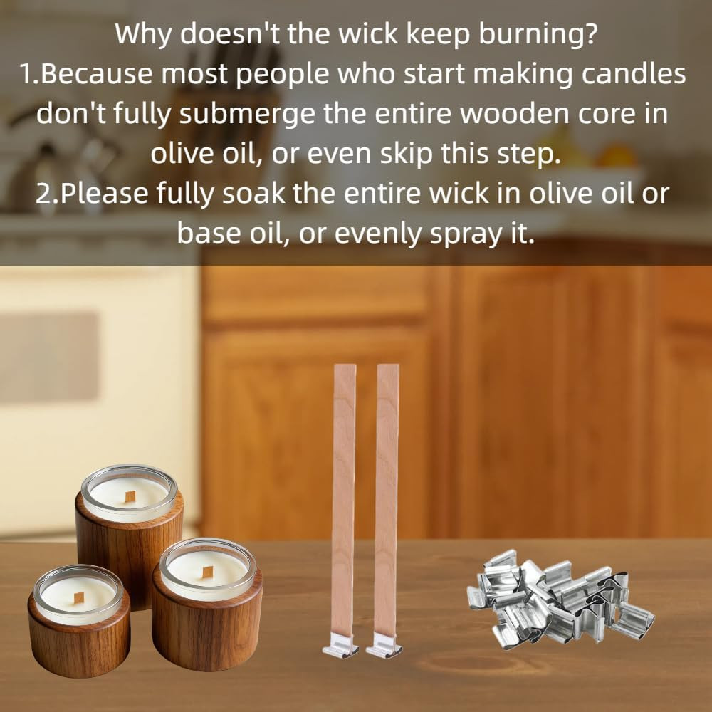 100-Pack Crackling Wooden Candle Wicks — Natural Thick & Smokeless, 0.75 X 5.12