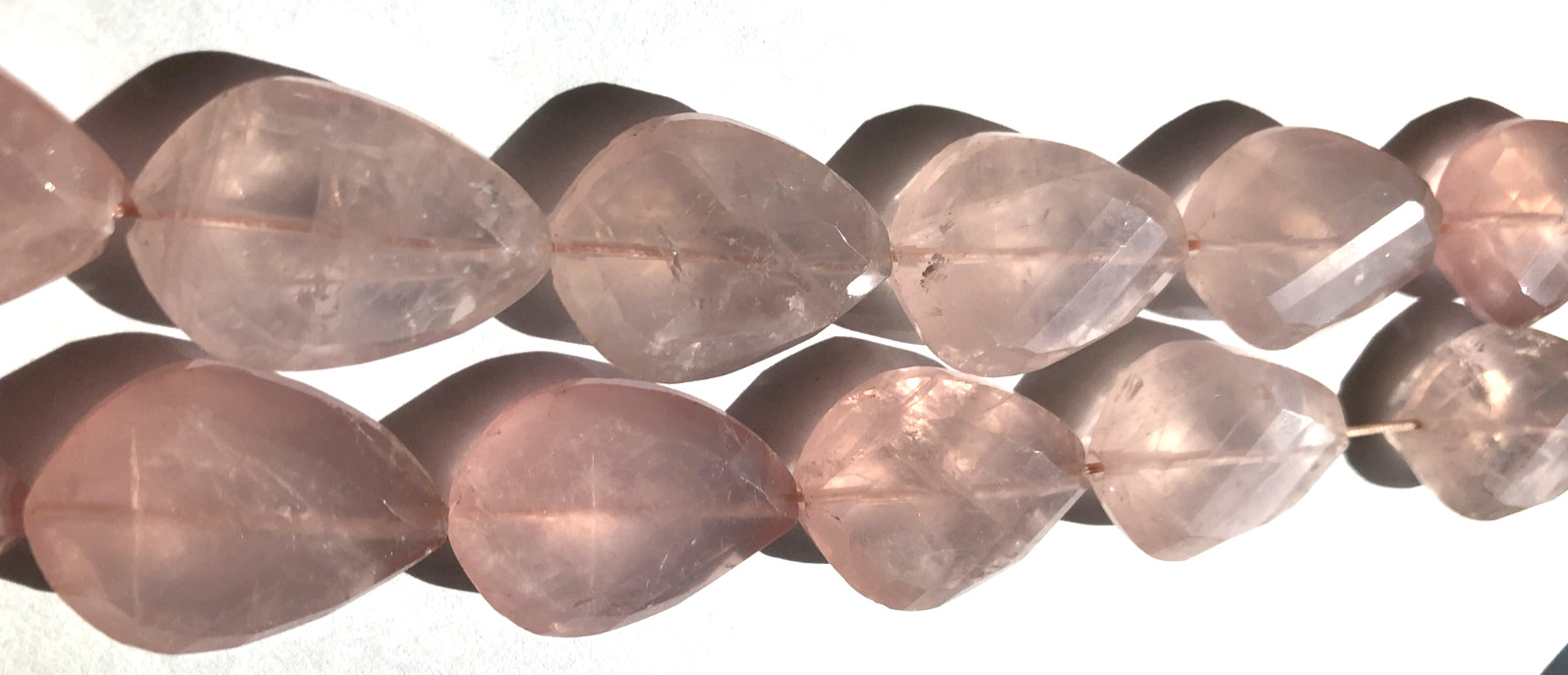 Natural Rose Quartz Beads 22x30mm FACETED Oval (one 16″ strand)