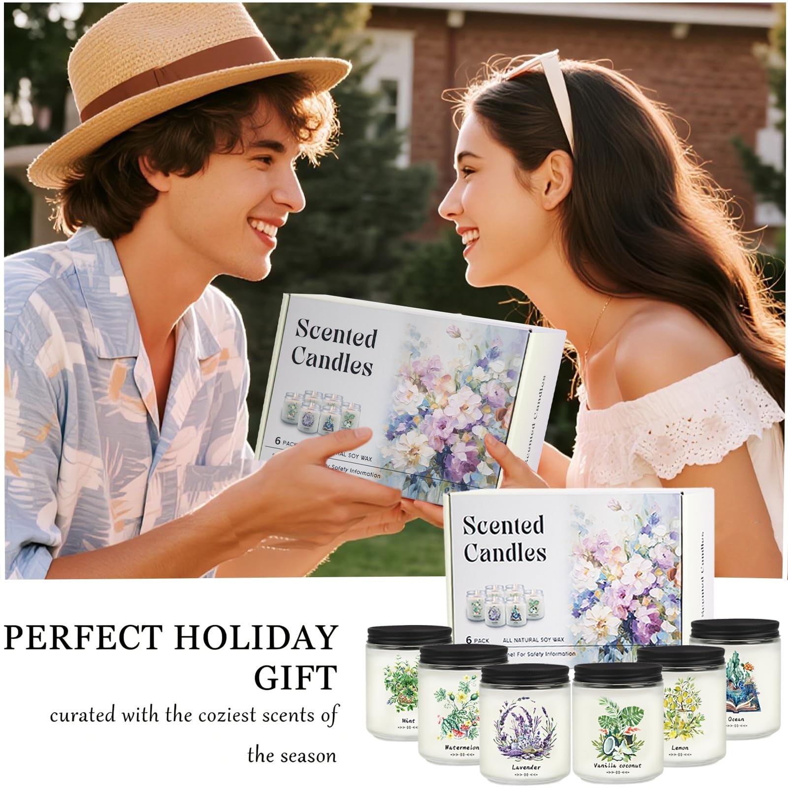 Scented Candles Gift Set for Home – 6 Pack 7oz Soy Candles Non Toxic | 300h L…